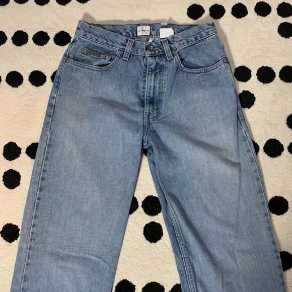Vintage 90s Calvin Klein CK Jeans Mid Rise Straight Leg Faded Light Wash Denim - Picture 3 of 15